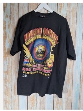 VTG 1995 Magic Johndon Houston Rockets NBA Champions Graphic Tee Size XL